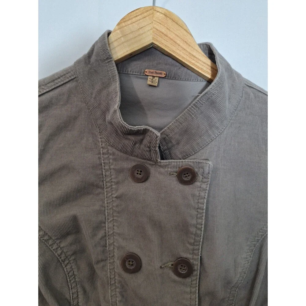 NWT Free People Corduroy Peplum Jacket Sz 8 Ruffles Button Up Military Bohemian
